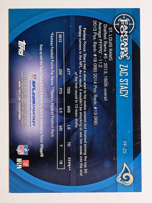 2014 Topps Fantasy Focus #FFZS Zac Stacy