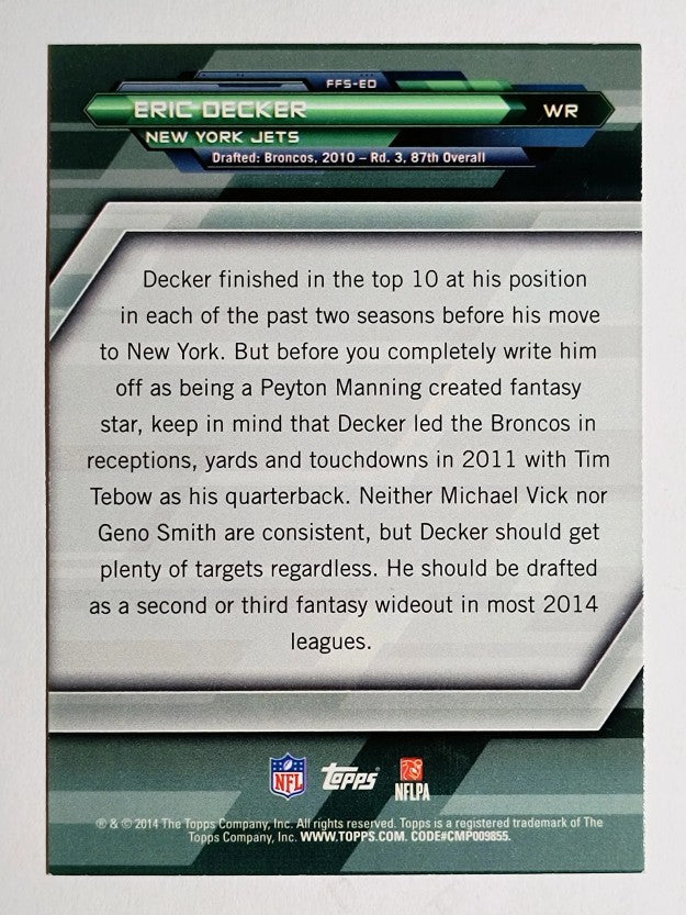 2014 Topps Fantasy Strategies #FFSED Eric Decker
