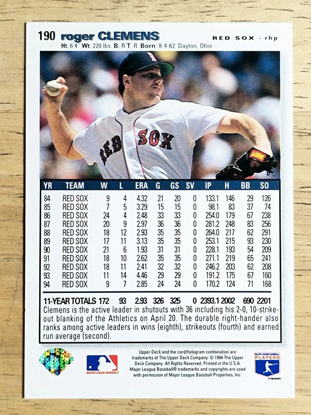 1995 Collector's Choice SE #190 Roger Clemens