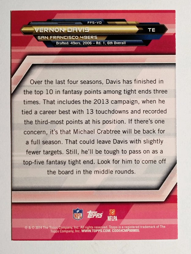 2014 Topps Fantasy Strategies #FFSVD Vernon Davis