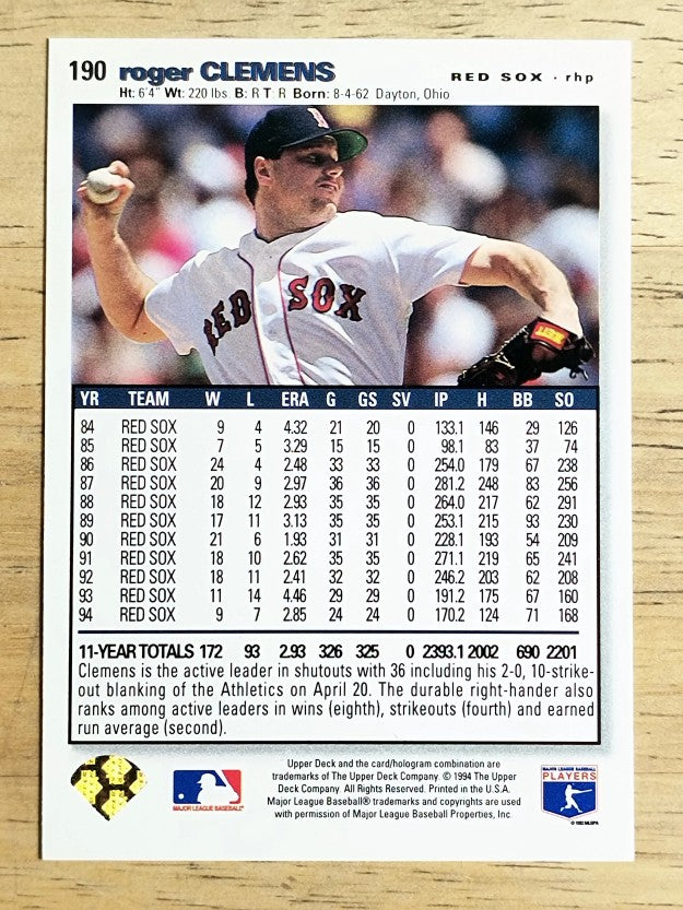 1995 Collector's Choice SE #190 Roger Clemens