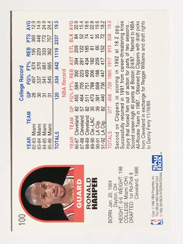 1992-93 Hoops #100 Ron Harper