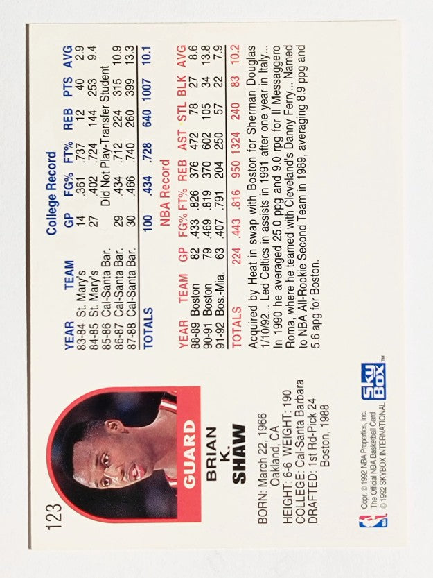 1992-93 Hoops #123 Brian Shaw