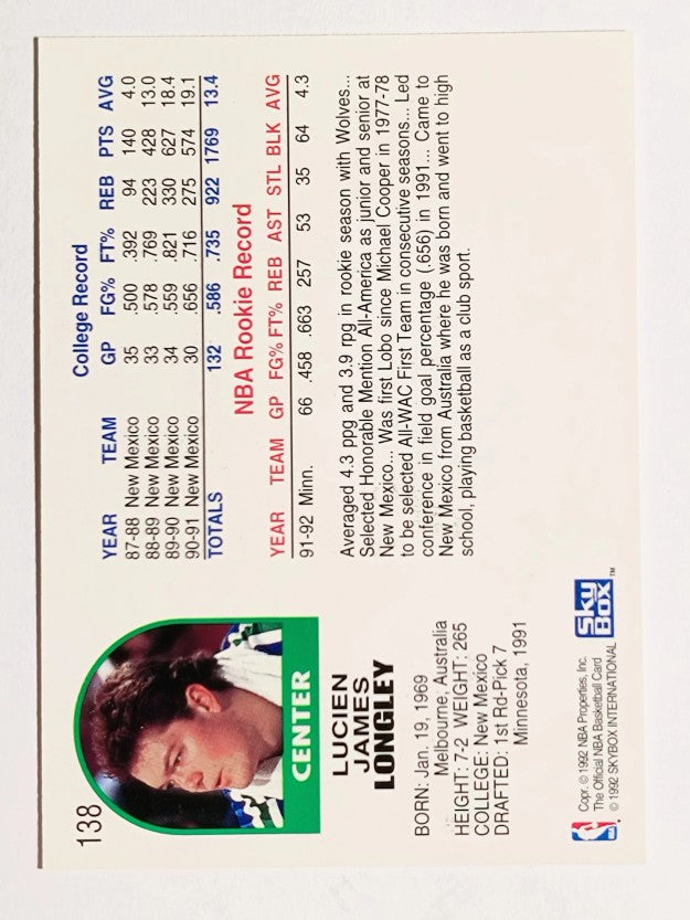 1992-93 Hoops #138 Luc Longley