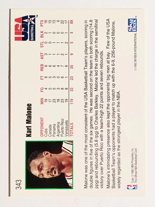 1992-93 Hoops #343 Karl Malone USA
