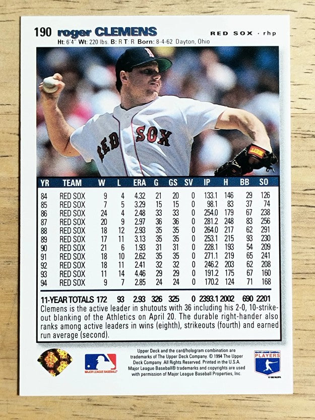 1995 Collector's Choice SE #190 Roger Clemens