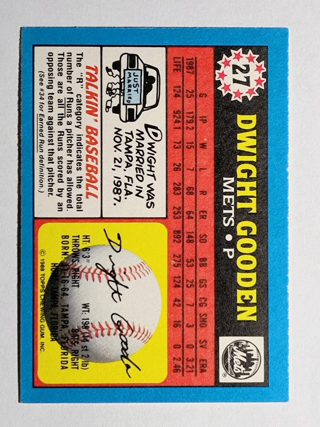 1988 Topps UK Minis #27 Dwight Gooden