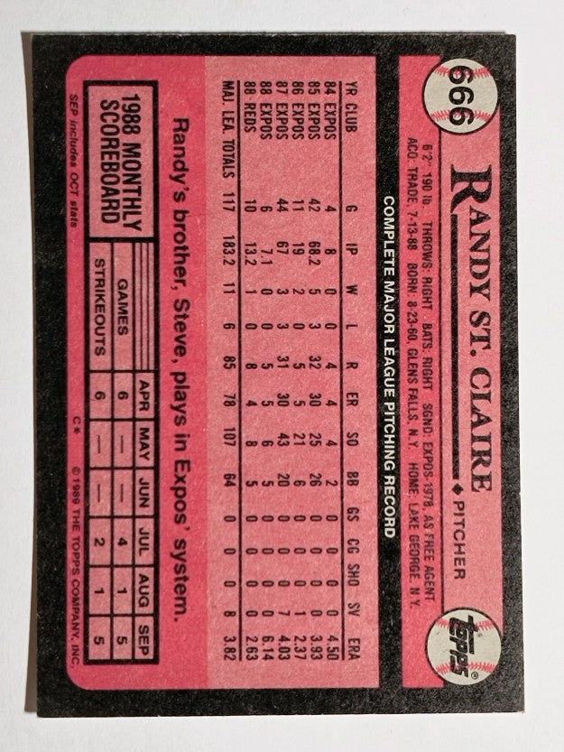 1989 Topps #666 Randy St.Claire