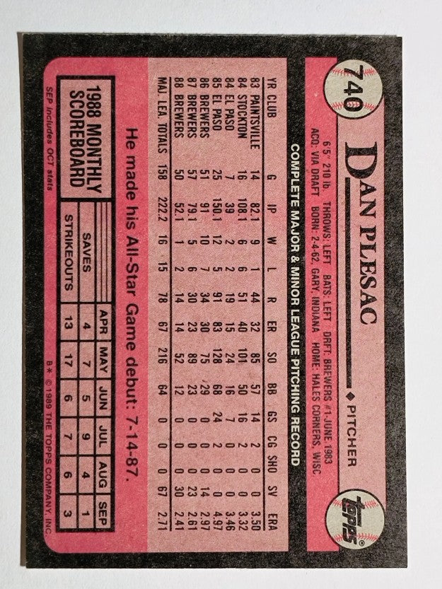 1989 Topps #740 Dan Plesac