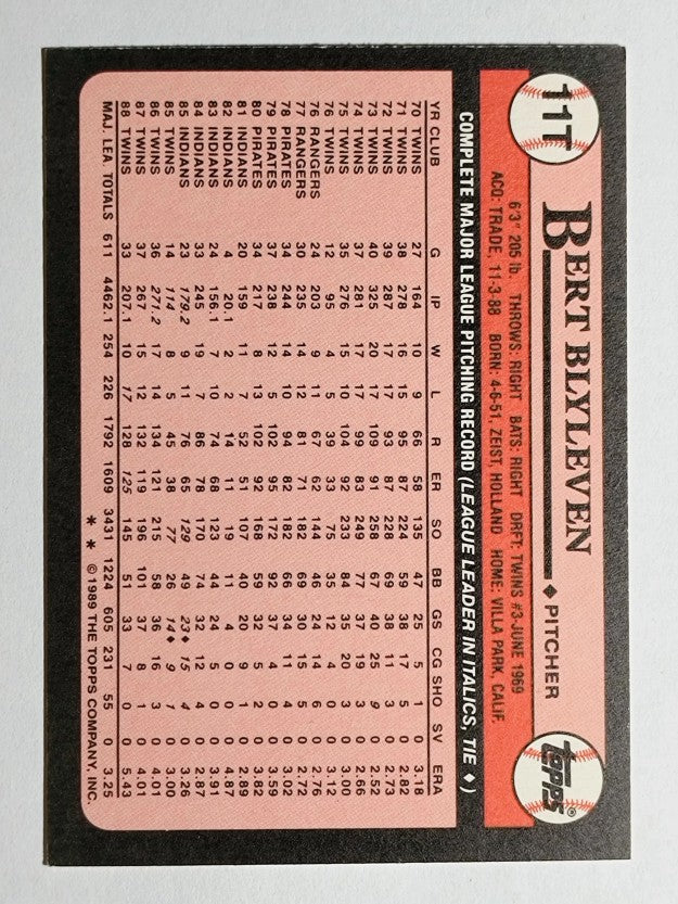 1989 Topps Traded #11T Bert Blyleven