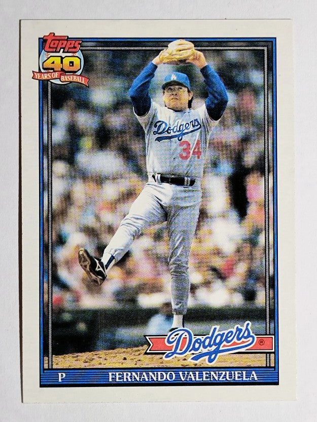 1991 Topps #80B Fernando Valenzuela/COR 104 ER in 1990 led league