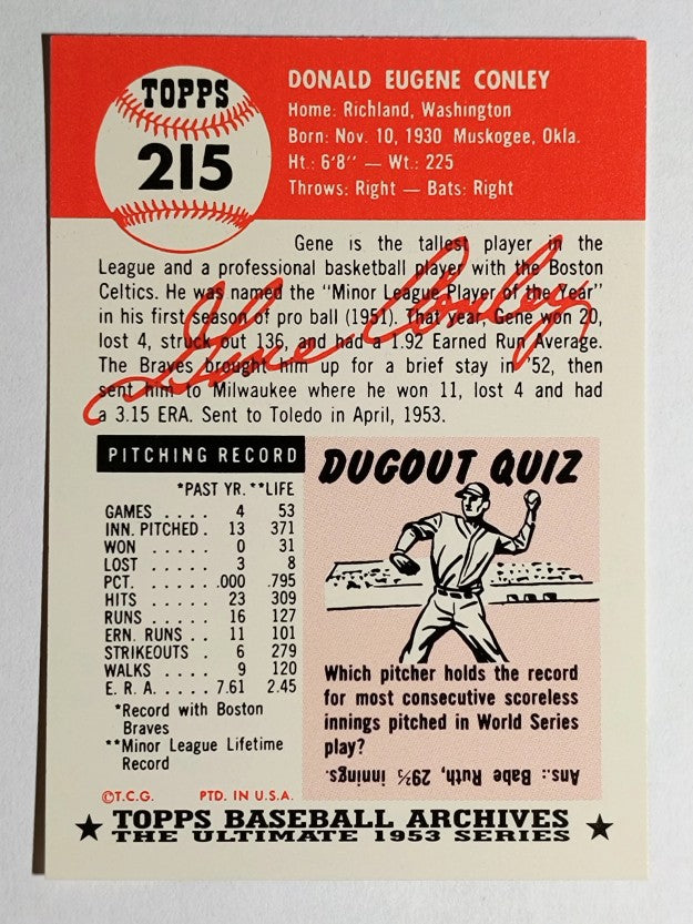 1991 Topps Archives '53 #215 Gene Conley