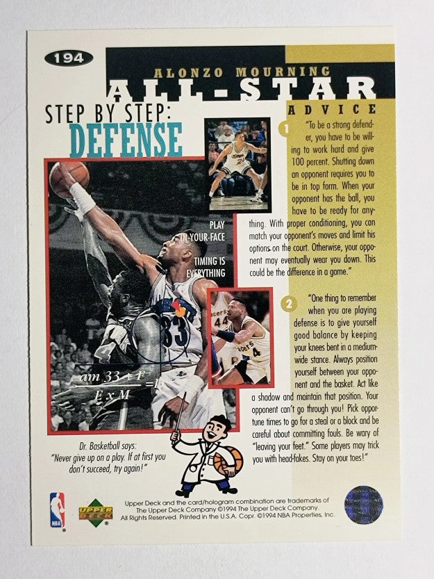 1994-95 Collector's Choice #194 Alonzo Mourning ASA