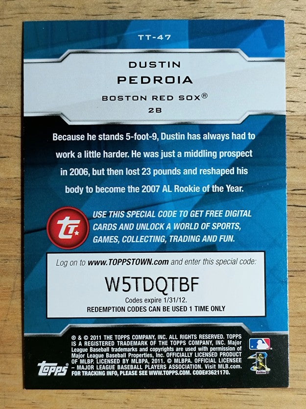 2011 Topps Topps Town #TT47 Dustin Pedroia