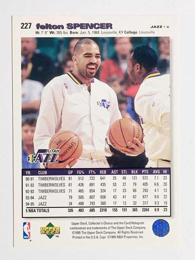 1995-96 Collector's Choice #227 Felton Spencer