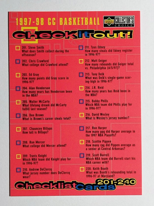 1997-98 Collector's Choice #396 Checklist 1