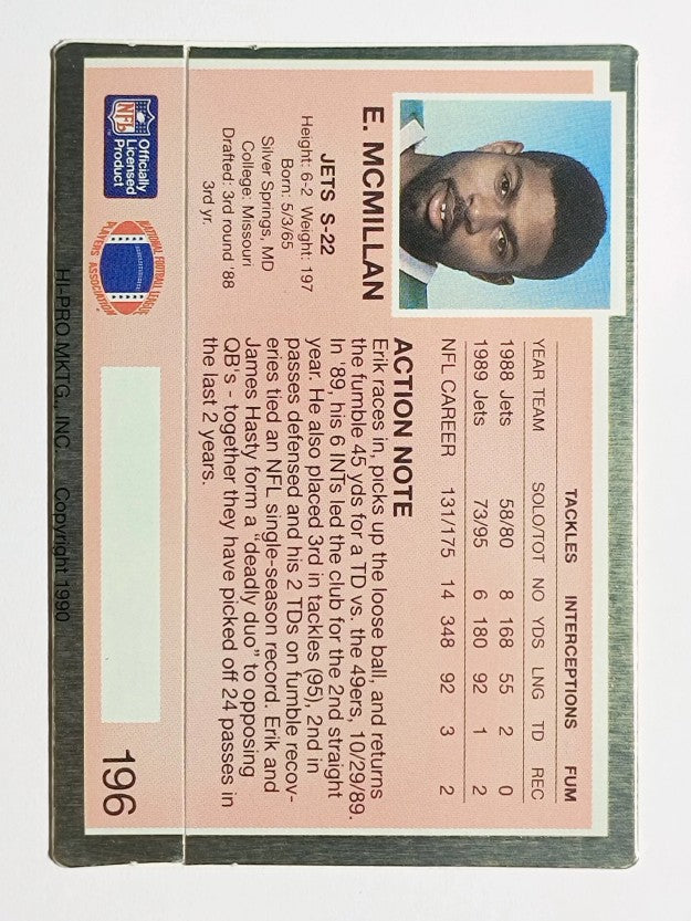 1990 Action Packed #196 Erik McMillan
