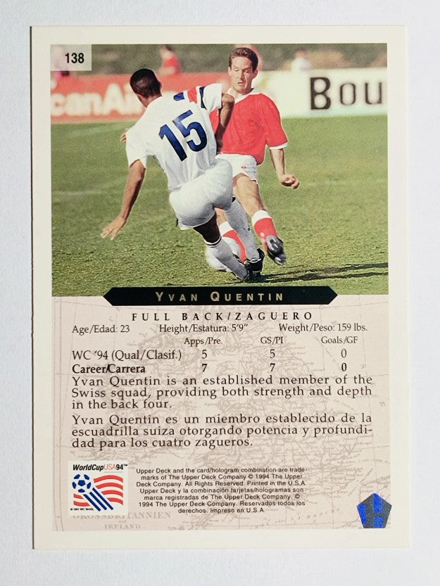 1994 Upper Deck World Cup Contenders English/Spanish #138 Yvan Quentin