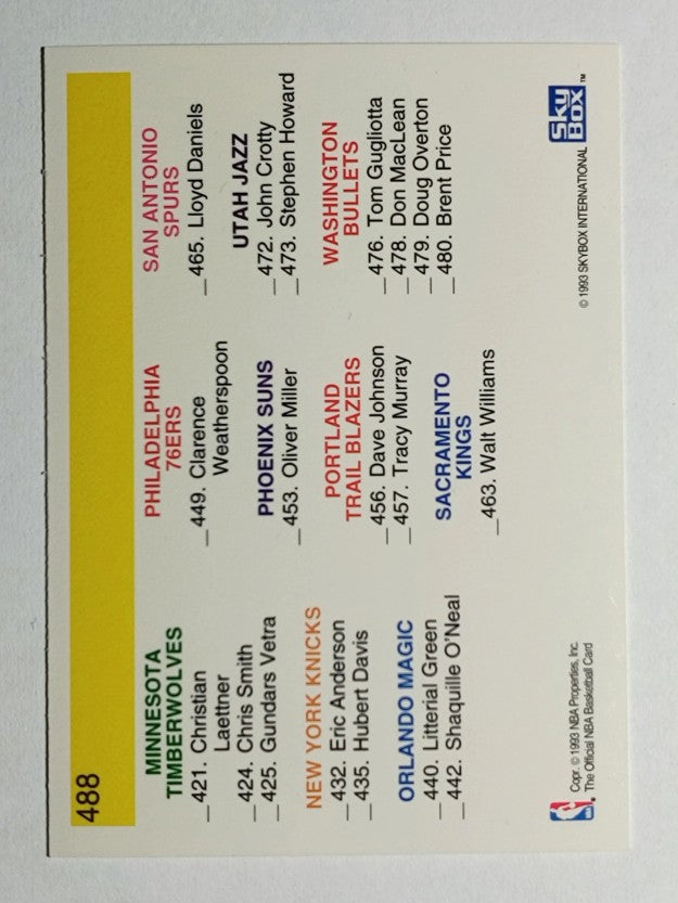 1992-93 Hoops #488 Rookie Checklist