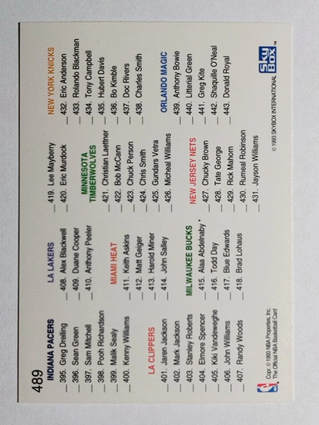 1992-93 Hoops #489 Checklist 1