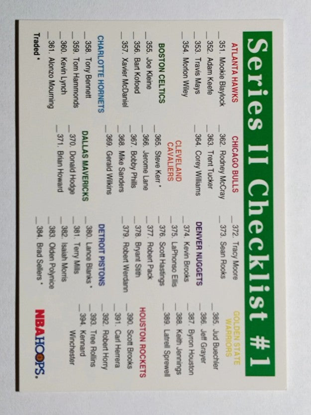 1992-93 Hoops #489 Checklist 1