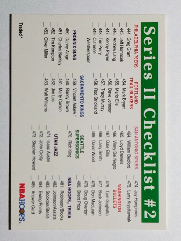 1992-93 Hoops #490 Checklist 2