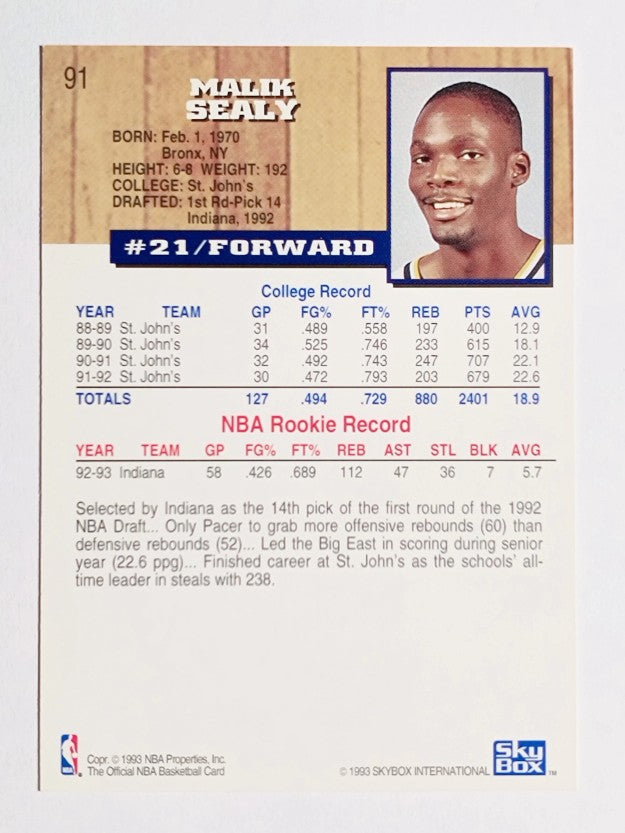 1993-94 Hoops #91 Malik Sealy