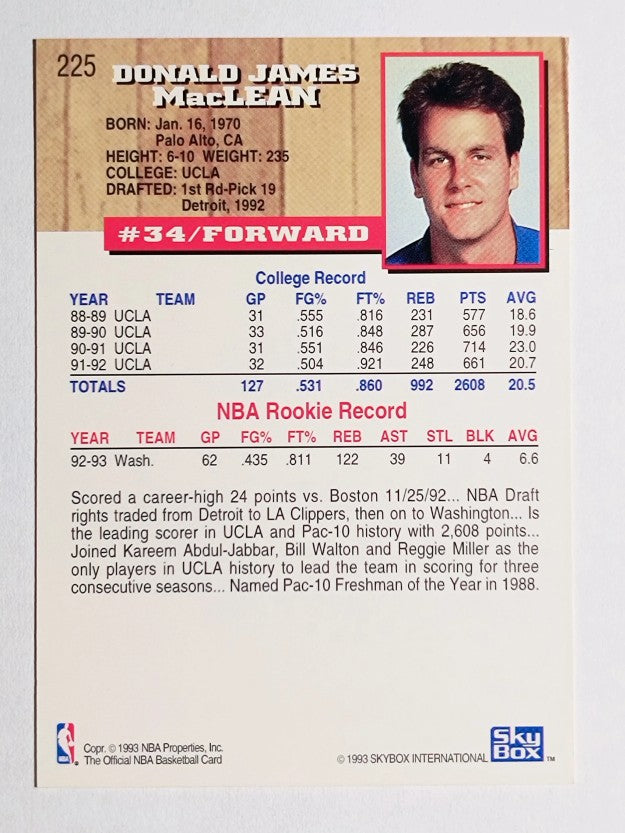 1993-94 Hoops #225 Don MacLean