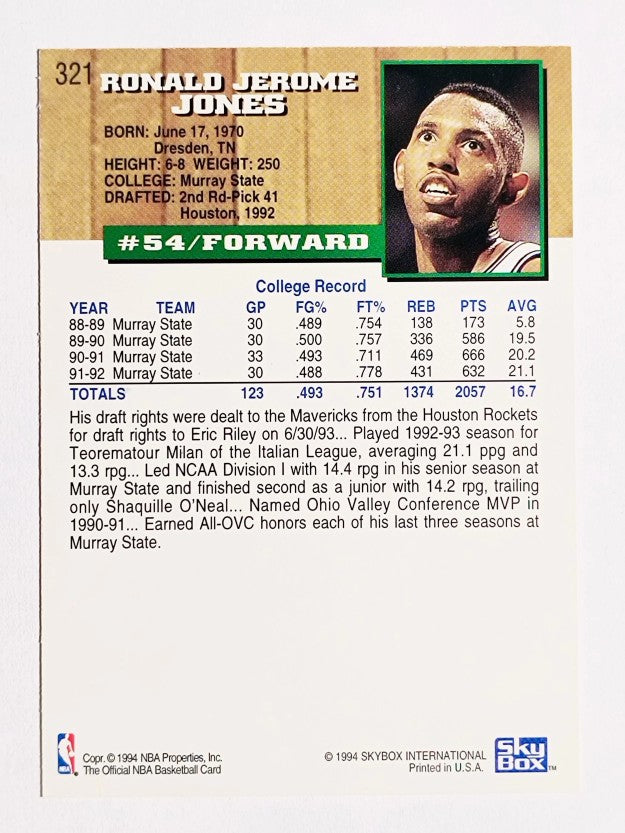 1993-94 Hoops #321 Popeye Jones RC