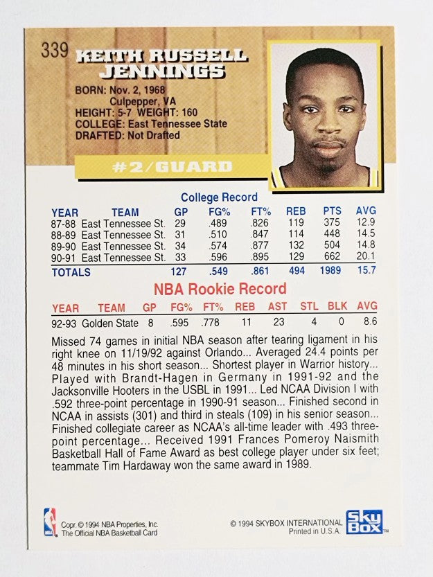 1993-94 Hoops #339 Keith Jennings