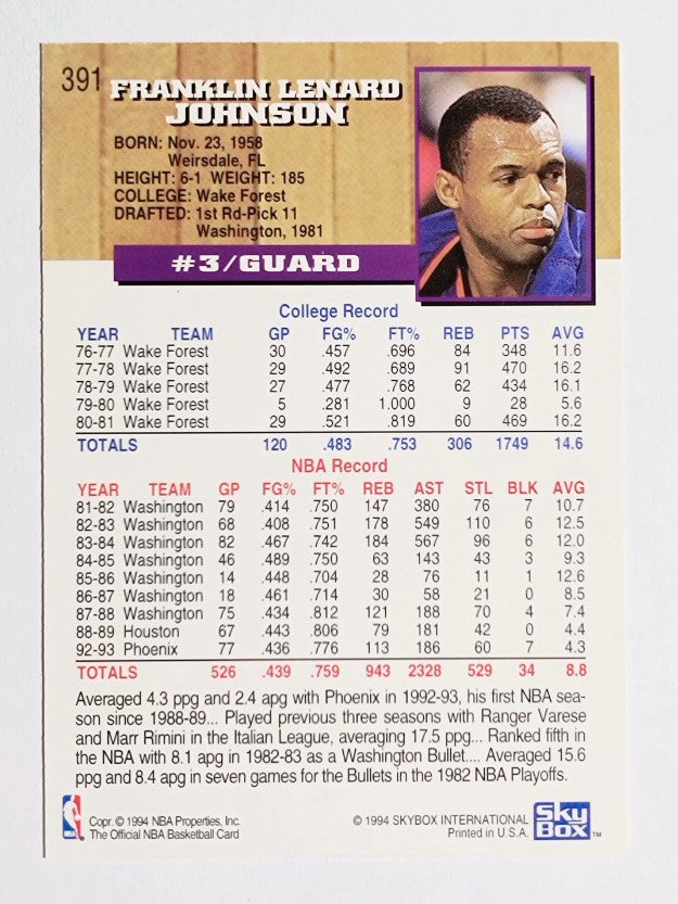 1993-94 Hoops #391 Frank Johnson