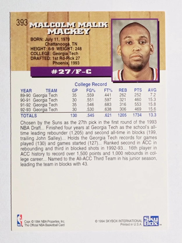 1993-94 Hoops #393 Malcolm Mackey RC