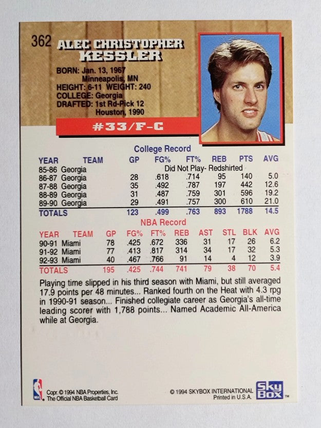 1993-94 Hoops Fifth Anniversary Gold #362 Alec Kessler