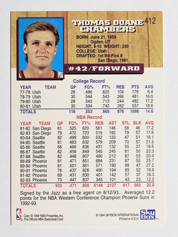 1993-94 Hoops Fifth Anniversary Gold #412 Tom Chambers