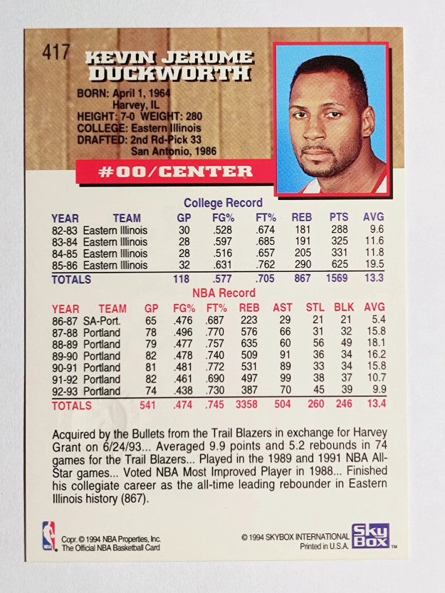 1993-94 Hoops Fifth Anniversary Gold #417 Kevin Duckworth