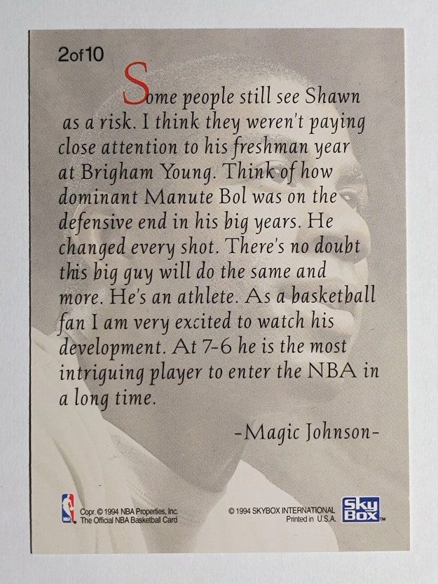 1993-94 Hoops Magic's All-Rookies #2 Shawn Bradley