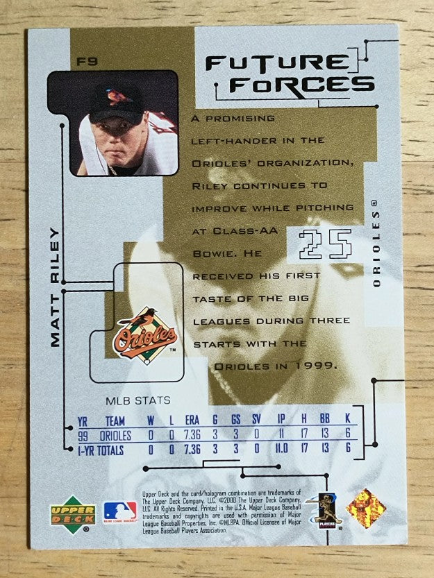 2000 Upper Deck Pros and Prospects Future Forces #F9 Matt Riley
