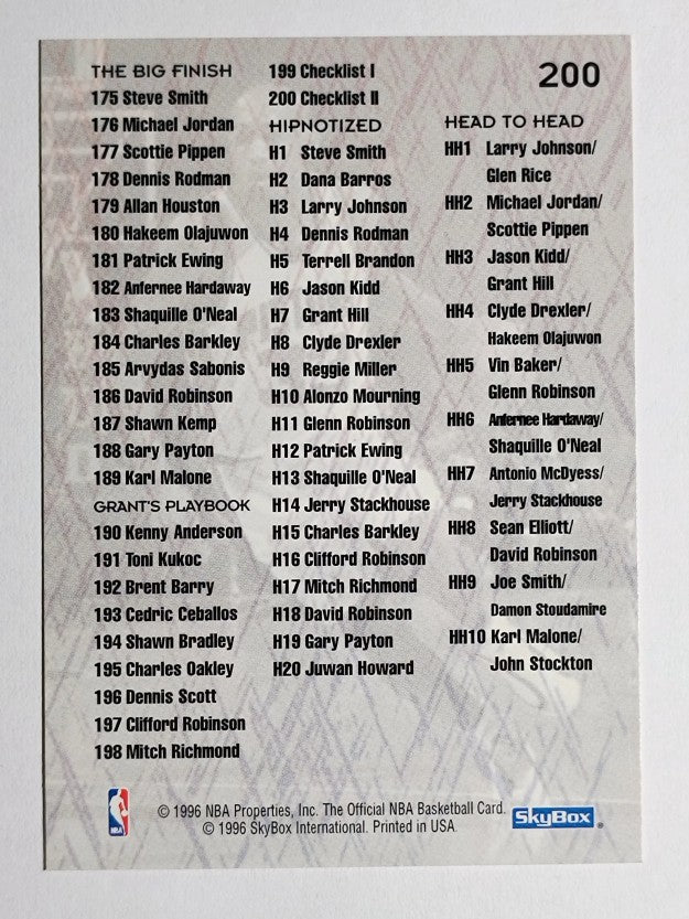 1996-97 Hoops #200 Checklist