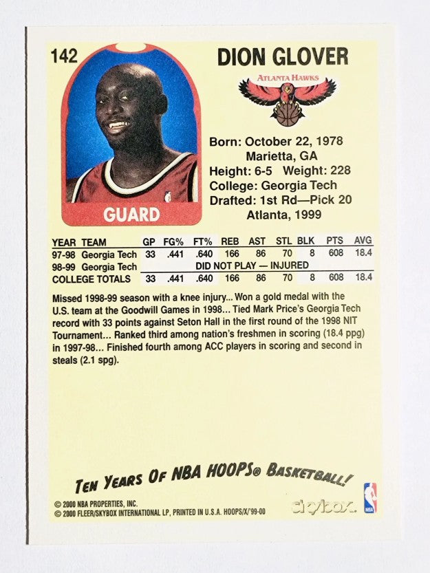 1999-00 Hoops Decade #142 Dion Glover RC