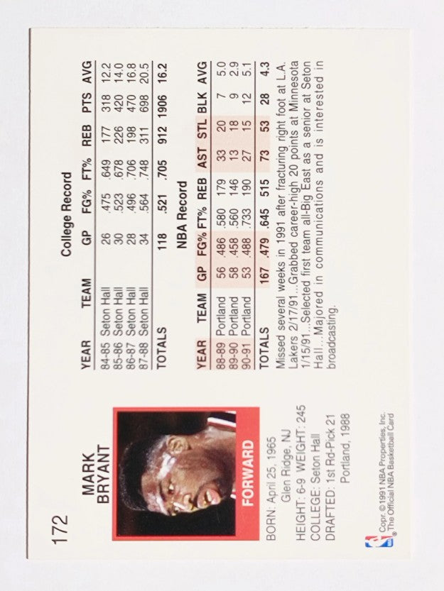 1991-92 Hoops #172 Mark Bryant