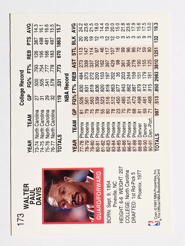 1991-92 Hoops #173 Walter Davis