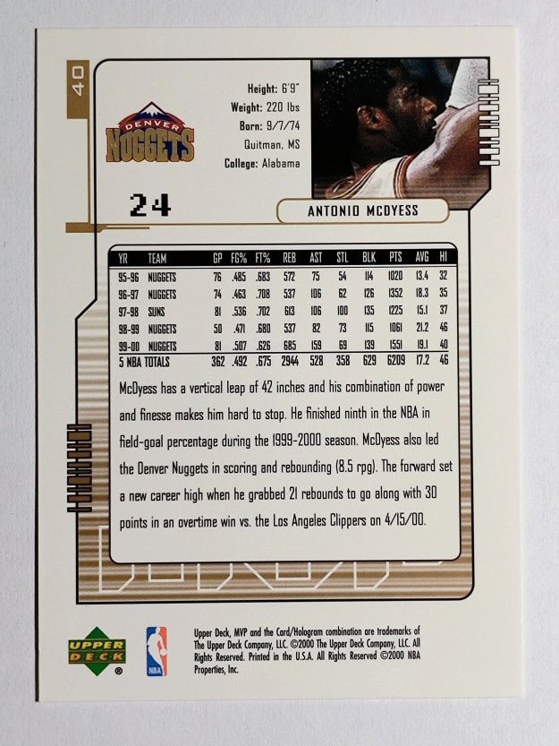 2000-01 Upper Deck MVP #40 Antonio McDyess