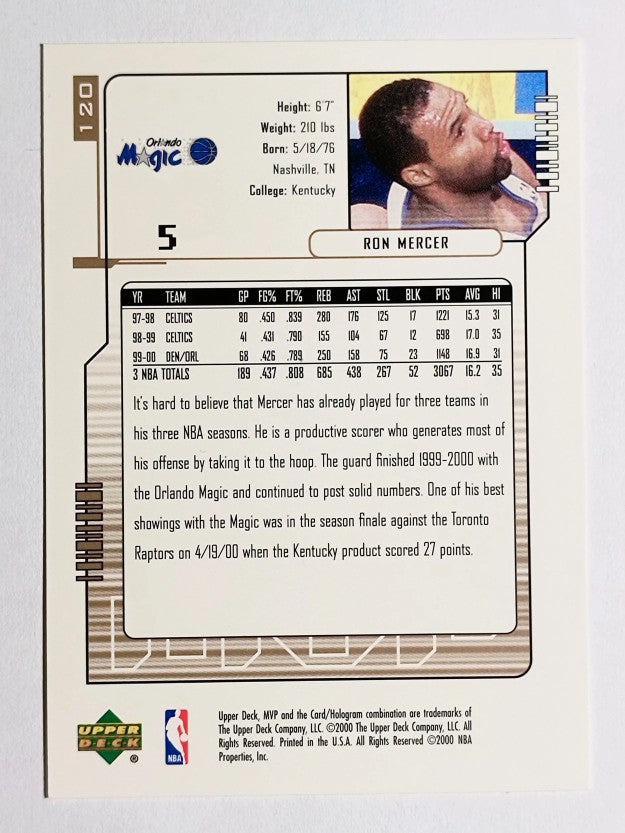 2000-01 Upper Deck MVP #120 Ron Mercer
