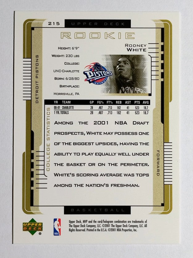 2001-02 Upper Deck MVP #215 Rodney White RC