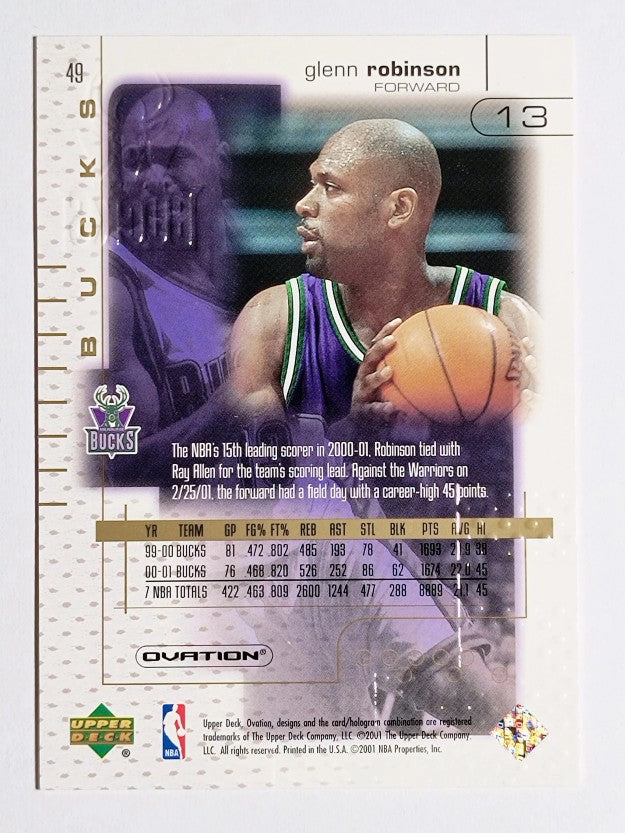 2001-02 Upper Deck Ovation #49 Glenn Robinson