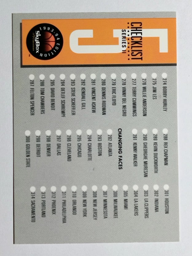 1993-94 SkyBox Premium #340 Checklist 5