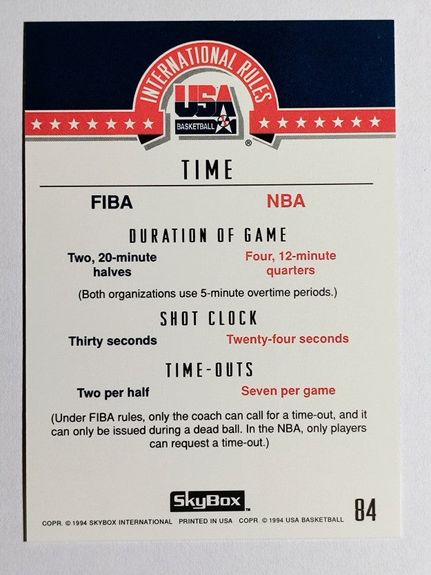 1994 SkyBox USA #84 International Rules/Time