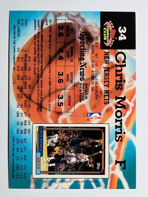 1992-93 Stadium Club #34 Chris Morris