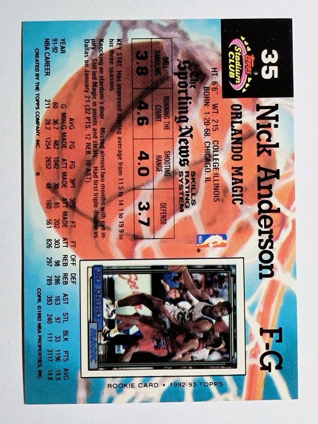 1992-93 Stadium Club #35 Nick Anderson