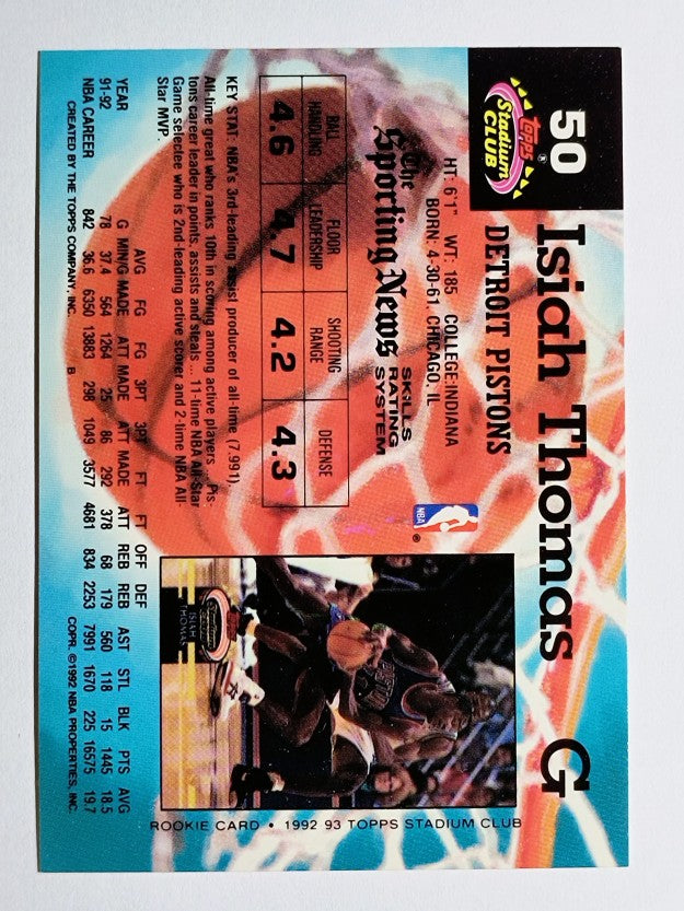 1992-93 Stadium Club #50 Isiah Thomas